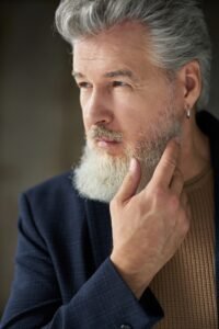 Sophisticated beard mustache and sideburn implantation for density restoration for men
